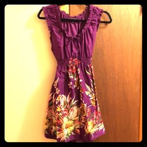 Andrew & Co for Macy’s Purple Floral Belted Dress